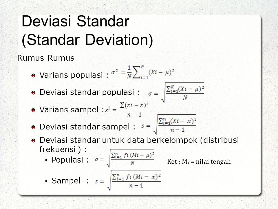 Rumus Menghitung Standar Deviasi Data Kelompok